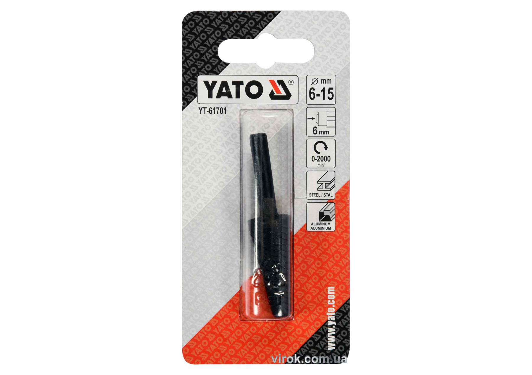 Фреза конусна по металу YATO,для дрилі,Д=6-15 мм,з шпінделем 6 мм(YT-61701)