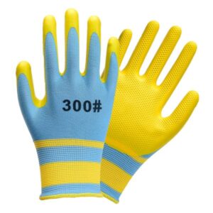 Рукавички робочі стрейч вкриті вспіненим силіконом жовто-блакитні GILAN 388і Lmar LM725-1617